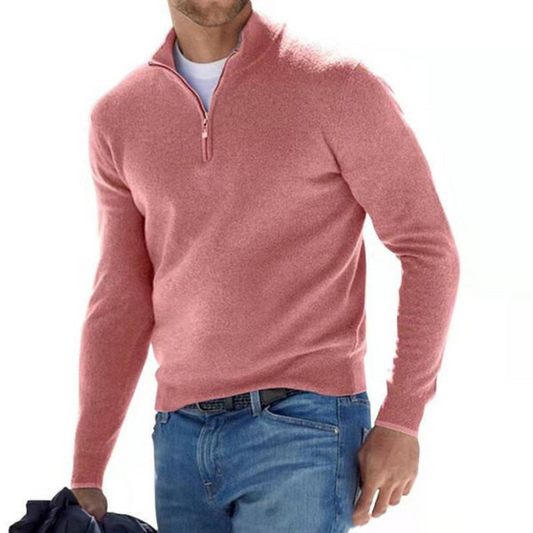 Frendorf | Pullover aus Merino mit V-Ausschnitt und Reißverschluss.