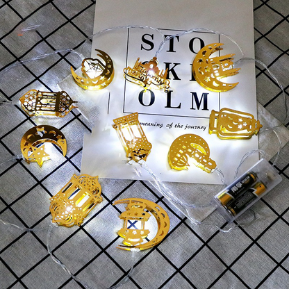 Frendorf | Bunte LED Lichterkette – Dekorative Lichter mit Mond- und Laternenmotiven für Wohnung und Garten