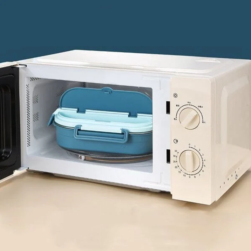 Frendorf | Thermo-Lunchbox aus Edelstahl – innen aus Edelstahl – 3 oder 4 Fächer mit Suppenschüssel – Wanduhr