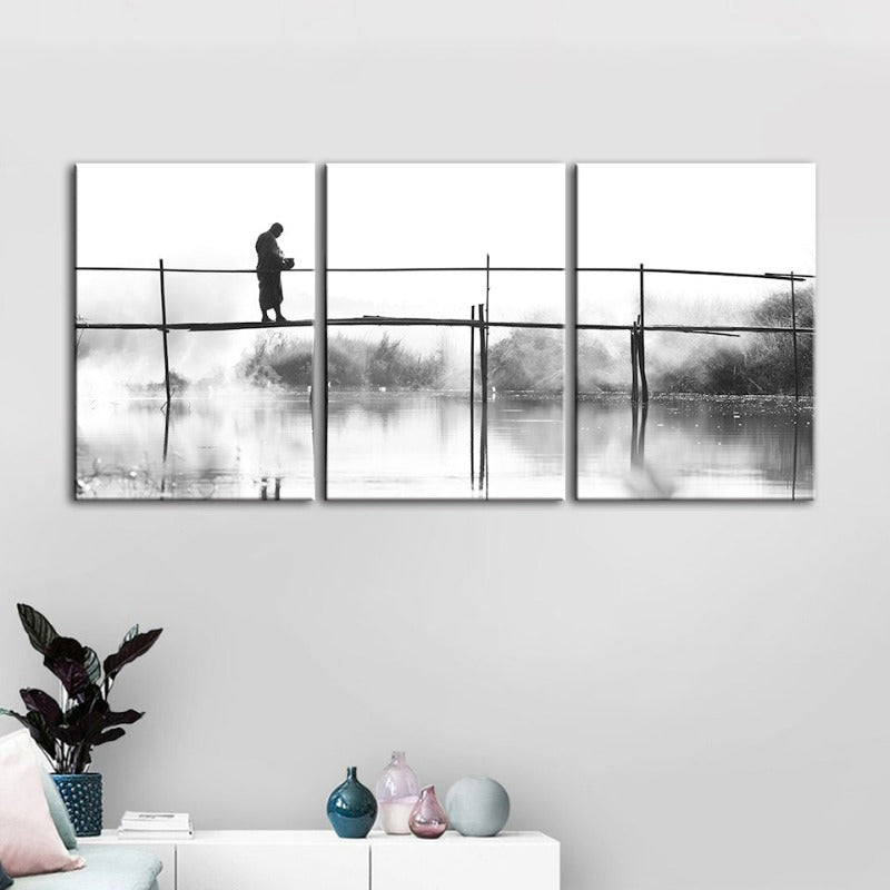 Water Bridge-Canvas Wall Art Painting 3 Pieces