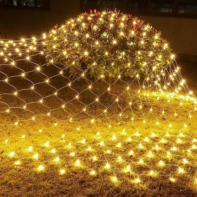 Frendorf | SolarNet Glow Outdoor LED Lichterkette | Fischnetz Design | Solarbetrieben | Stimmungsvolles Licht für Garten und Balkon