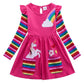 Frendorf | Mädchen Einhorn-Regenbogen-Streifen Kleid