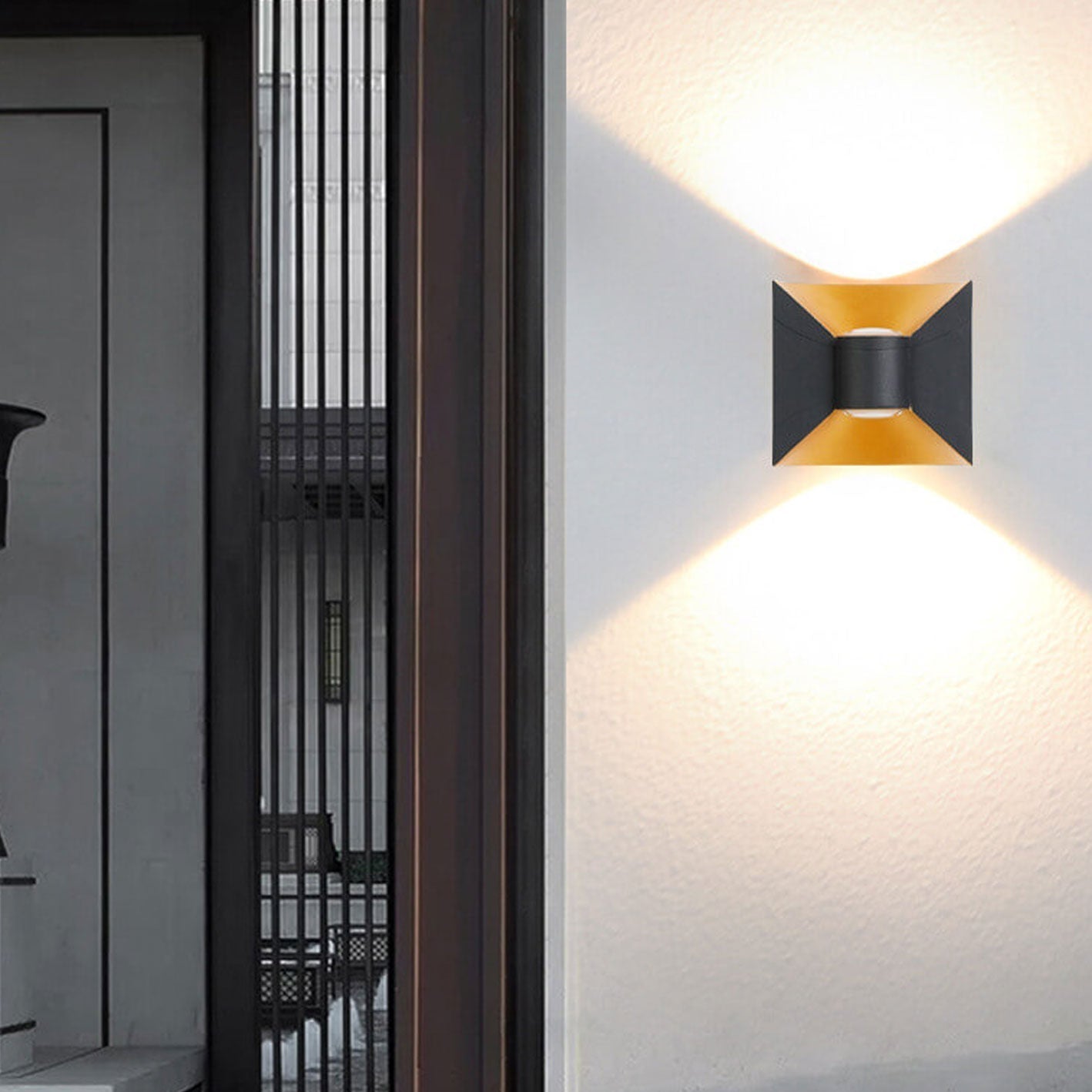 Moderne kreative Aluminium quadratische Doppelkopf Außenbalkon Wandleuchte lampe