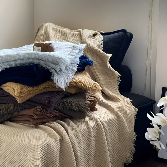 Frendorf | Baumwolle Crinkle Quast Decke