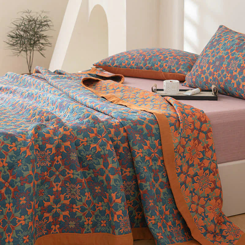 Frendorf | & Blaues Muster Sechs-lagiges Baumwoll-Quilt - TerraLoom