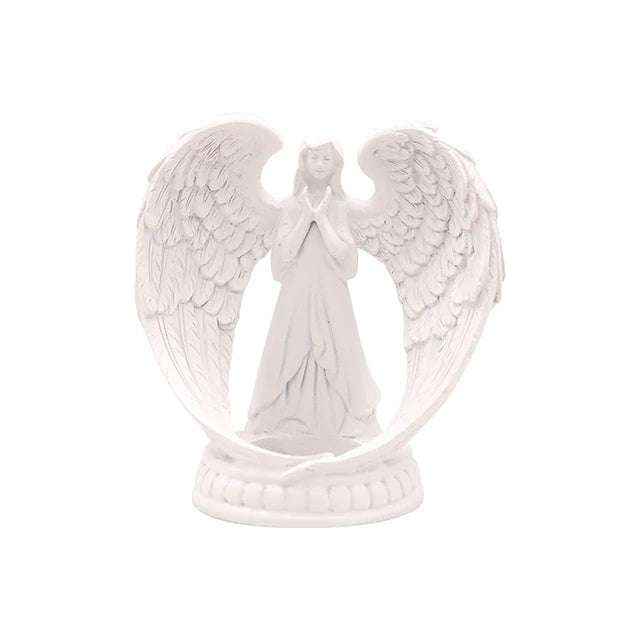 Frendorf | Nordic Pure weiße Flügel Gebetsengel Räucherstäbchen Halter Dekor Hochzeit Harz Handwerk Maria Kerzenständer
