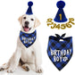 Hund Geburtstag Junge & Mädchen Partysatz - Blaue Karierte Bandana und Hut mit Zahlenstickern