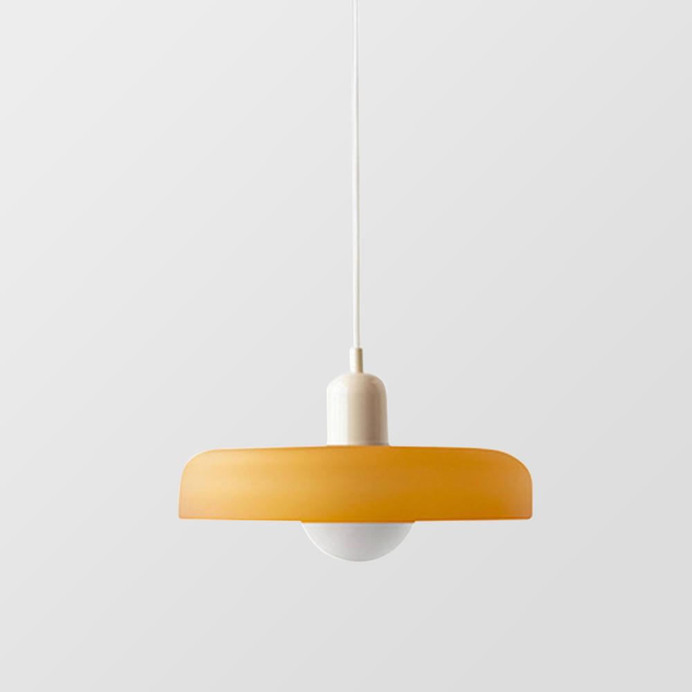 Frendorf |  Pendelleuchte aus farbigem Glas | Elegante Hängeleuchte im Bauhaus-Stil | Designlampe für Wohnzimmer & Esszimmer
