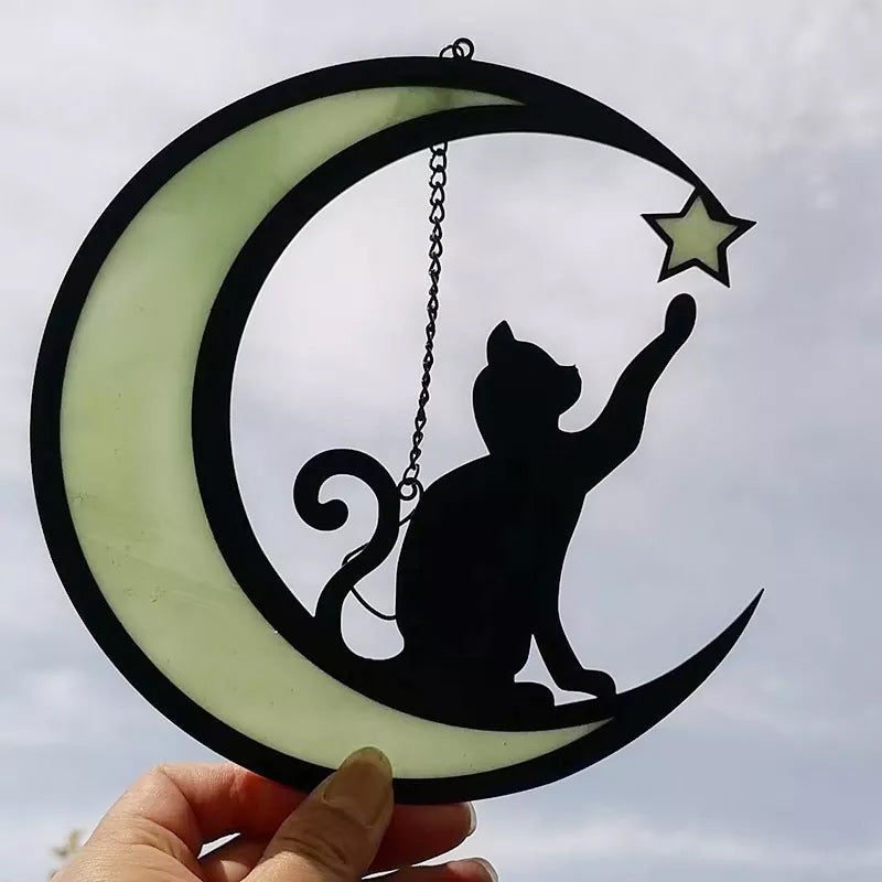 Frendorf | MysticPaws Katze & Halbmondenlampe – Magisches Stimmungslicht für eine Gemütliche Einrichtung