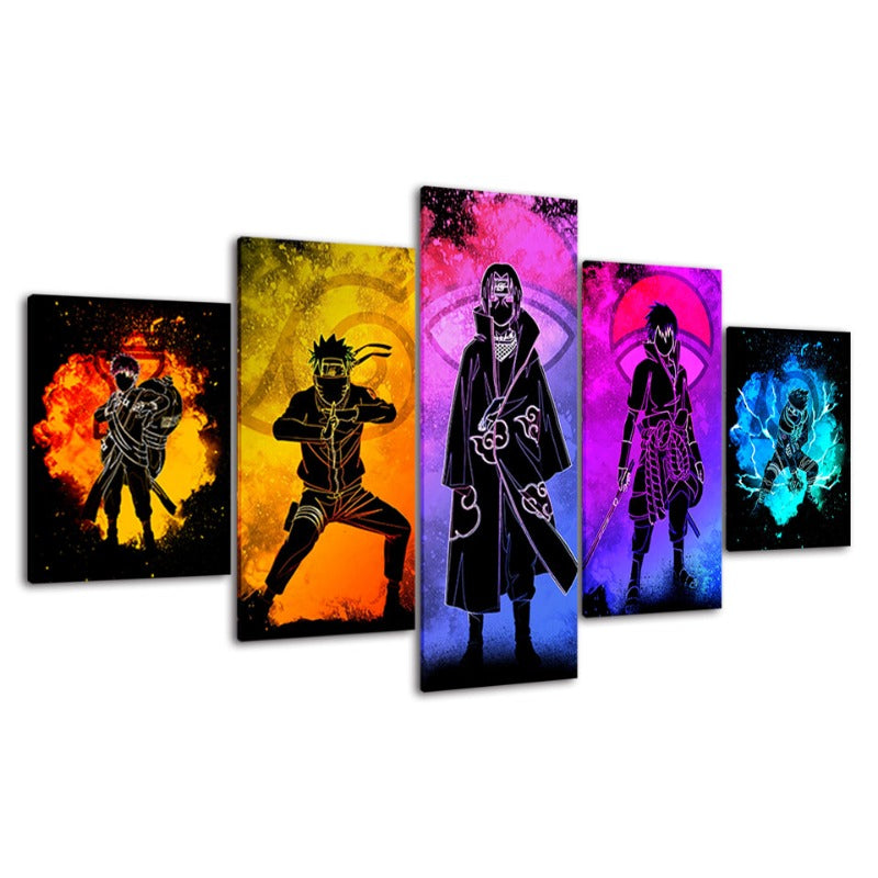5 Stück Naruto Anime - Leinwand Wandkunst Gemälde