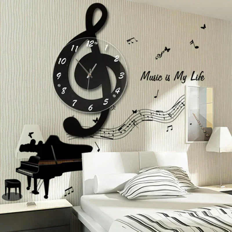 Frendorf | MelodyTime Künstlerische Wanduhr – Musikalisches G-Schlüssel-Design für modernes Interieur