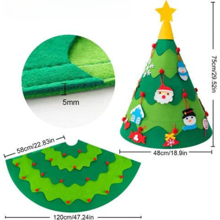 Frendorf | 3D Frummies Filz Weihnachtsbaum | Montessori DIY Weihnachtsbaum dekorieren mit Kindern
