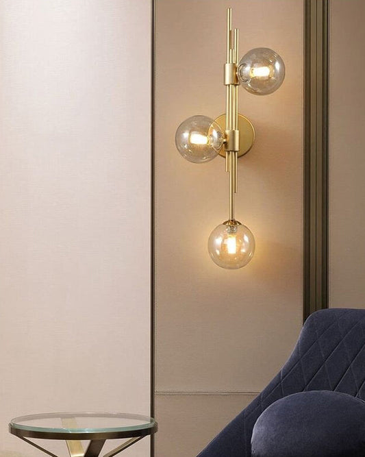 3 Kopf Glas Ball Wandlampe - Bernstein