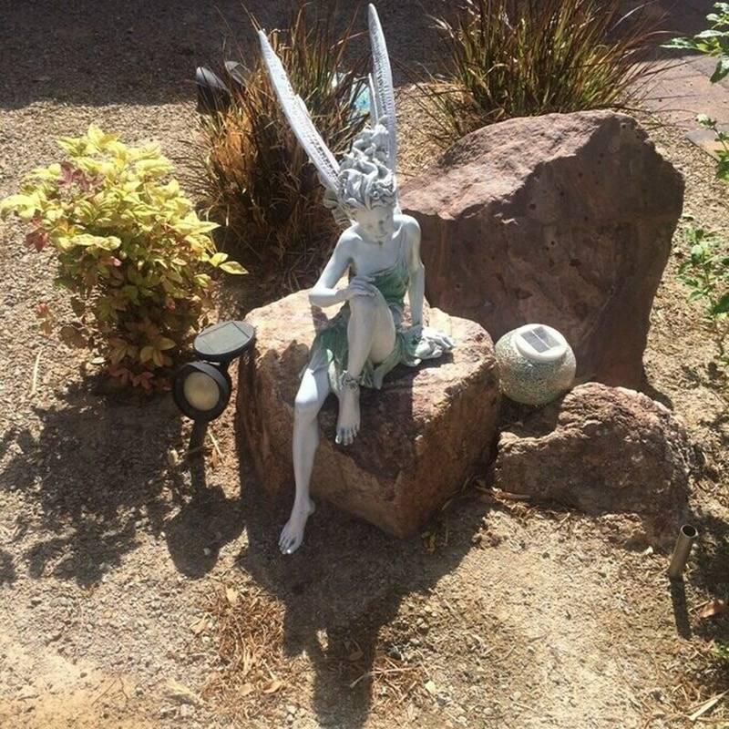 Sitzende Elf Skulptur | Garten Deko