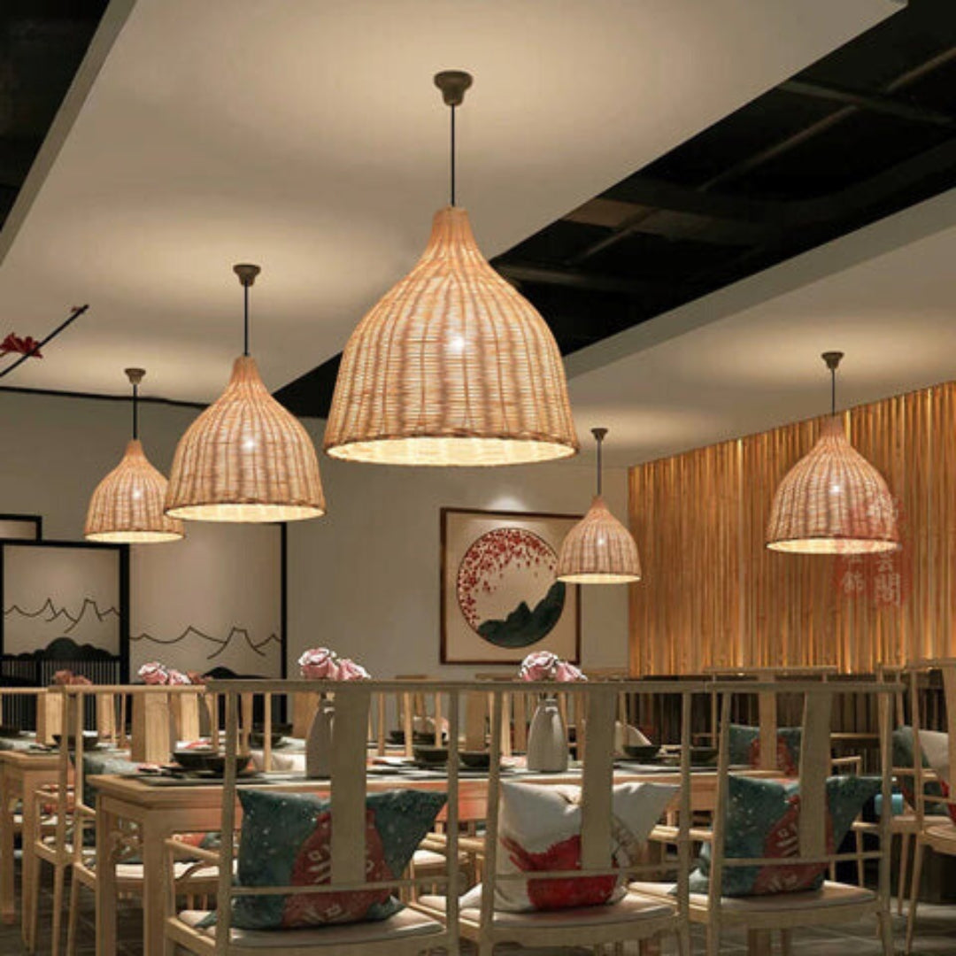 Frendorf | RusticGlow - Geflochtene Rattan-Pendelleuchte