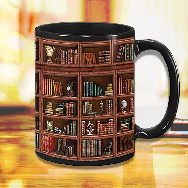 Frendorf | Bücherregal Keramikkaffeebecher - Geschenk für Katzenbuchliebhaber