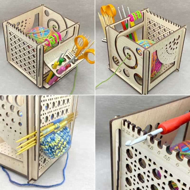 Frendorf | Garnschale Aus Holz - Multifunktionales Strickwerkzeug