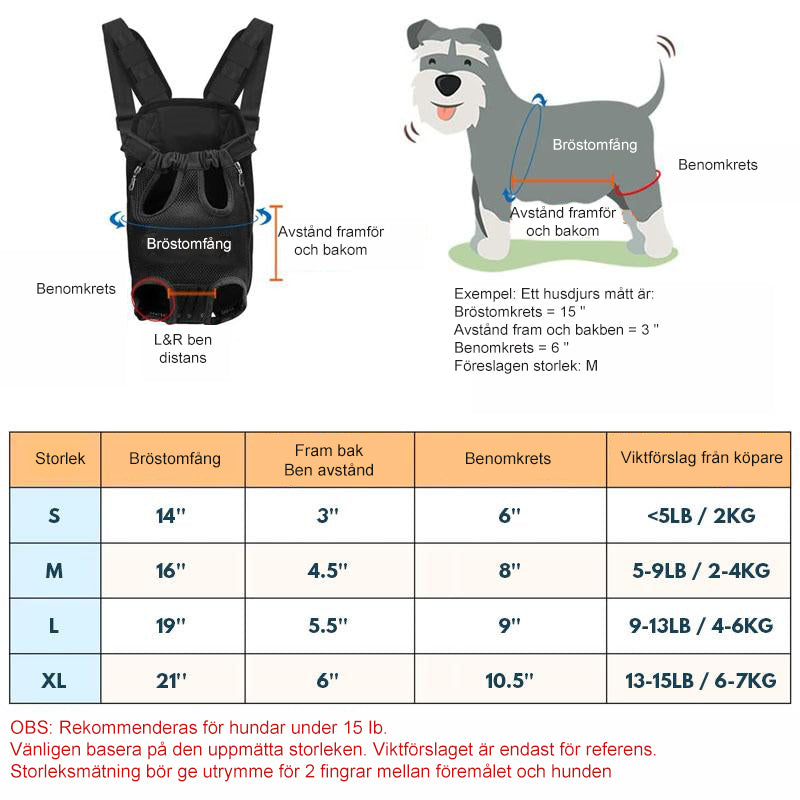 Haustier-Rucksack Vorderseite