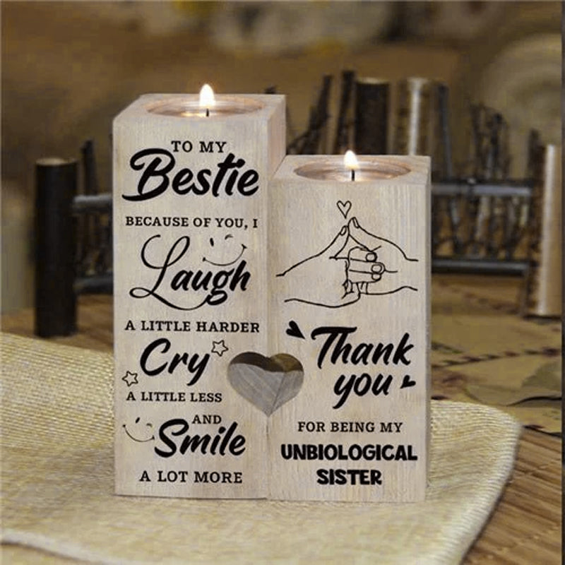 Frendorf | Smile A Lot More - Holzkerzenhalter mit Kerze Geschenk für Ihre Lieben