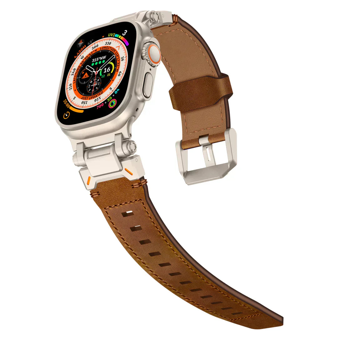 Frendorf | Neues Titan-Metallkopf-Lederarmband für die Apple Watch