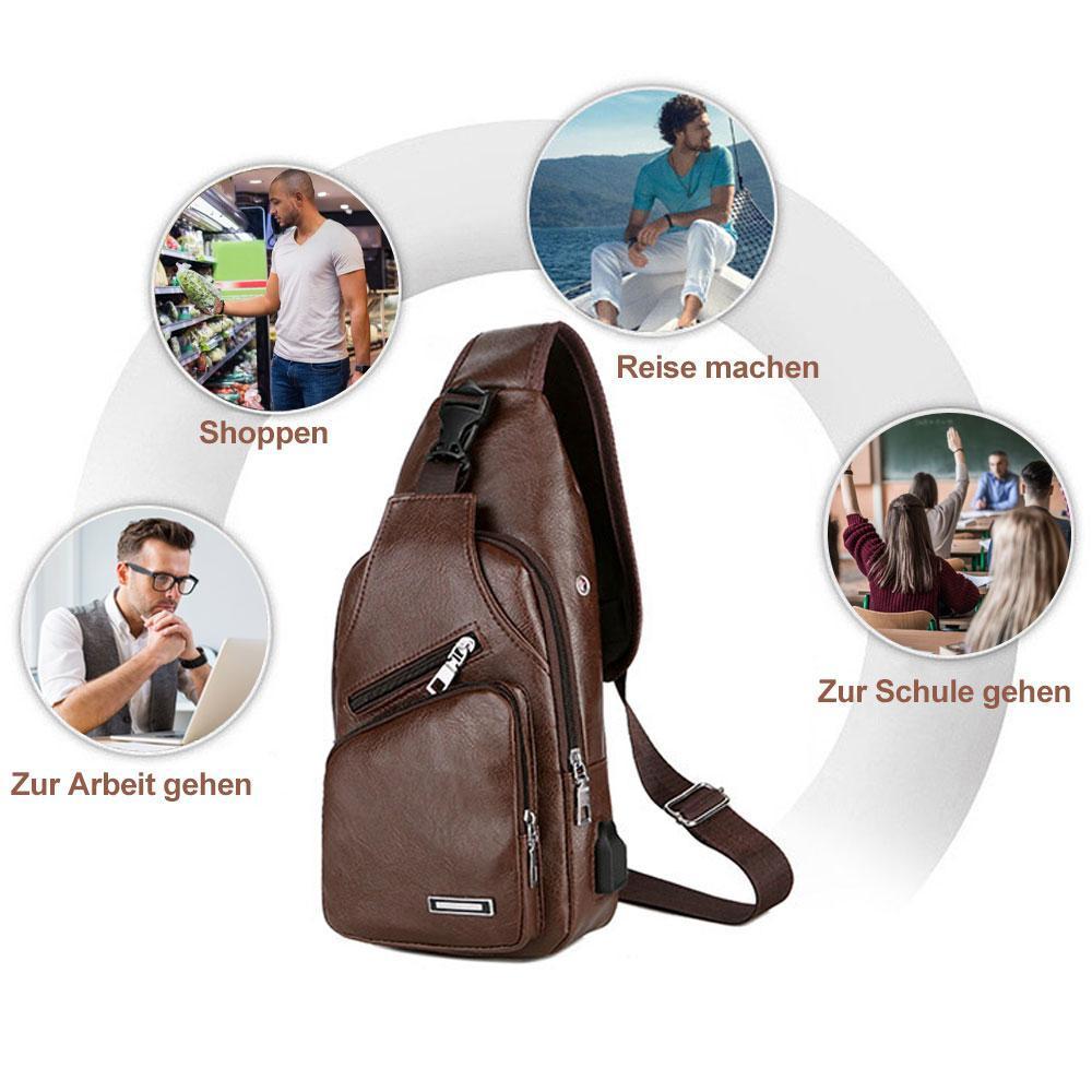 Frendorf | Schultertasche Crossbodytasche für Herren mit USB-Ladeanschluss