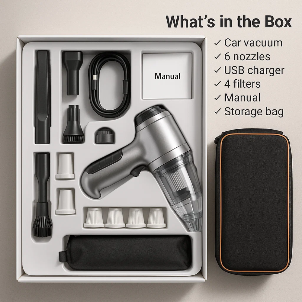 Frendorf | Auto-Staubsauger - Leistungsstarker und kompakter Auto-Staubsauger für schnelle Reinigung