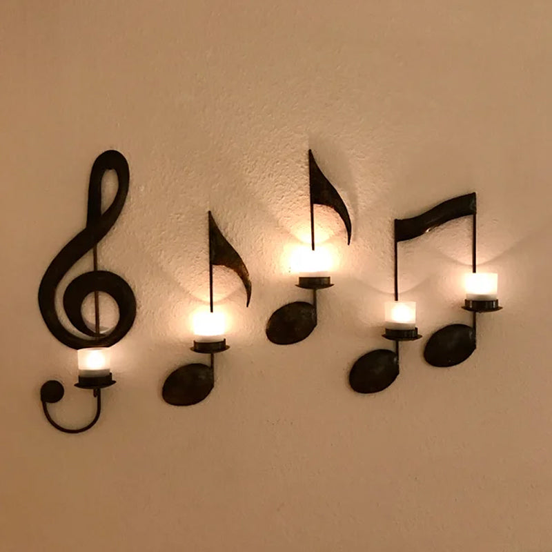 Schwarze Musiknoten Wandlampe