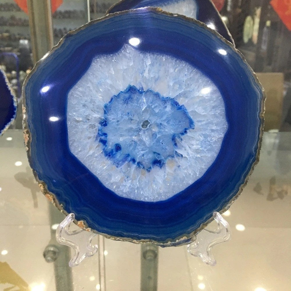 Blaue Achat-Kristallscheibe