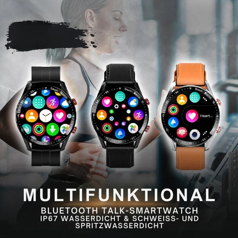 Frendorf | Intelligente Uhr mit rundem Ziffernblatt und Herzfrequenz Schlaf und Fitness Tracking Anzeige