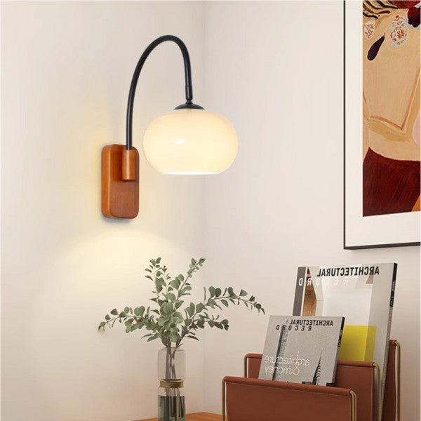 Frendorf | GlareFlex Bauhaus Glas-Wandleuchte | Drehbare LED-Leuchte | Modernes Wand-Design