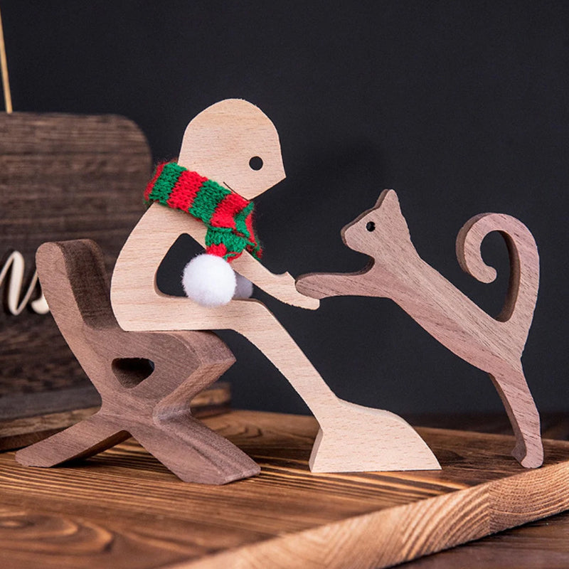 Frendorf | Geschenk für Tierliebhaber - Holzskulptur Tischornamente - Die Liebe zwischen Ihnen und Ihrem pelzigen Freund