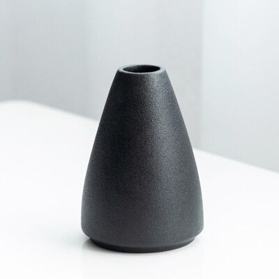 Frendorf | ObsidianWave Strukturierte Keramikvasen in Nacht-Schwarz | Modernes Design | Perfekte Dekoration für Zuhause