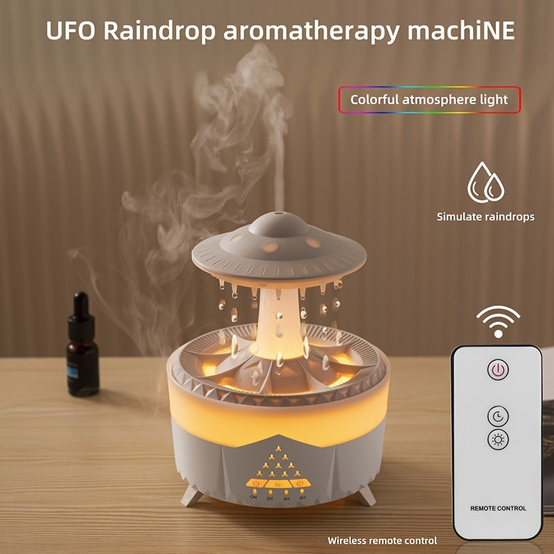 Entspannender Regenstropfen Aromatherapie Ätherisches Öl Diffusor - LED Licht & Luftbefeuchter