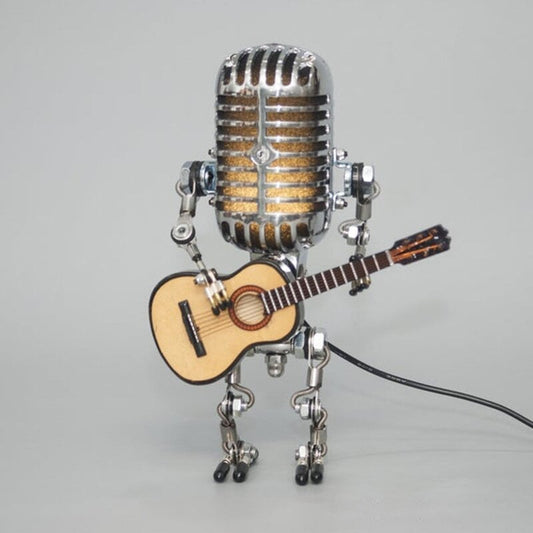 – Vintage Metall-Mikrofon-Roboter-Schreibtischlampe