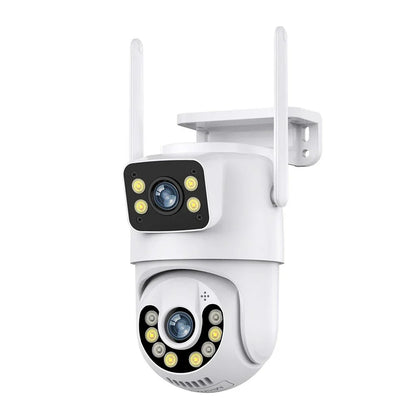 Dual-Lens 6MP WiFi IP Kamera mit Schwenk-Neigefunktion, Audio, Nachtsicht, Menschenerkennung, Cloud-Speicher, wasserdicht IP66, kompatibel mit icsee App