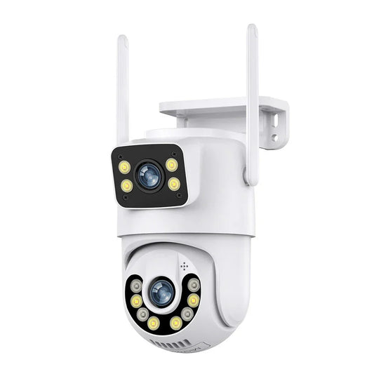 Dual-Lens 6MP WiFi IP Kamera mit Schwenk-Neigefunktion, Audio, Nachtsicht, Menschenerkennung, Cloud-Speicher, wasserdicht IP66, kompatibel mit icsee App