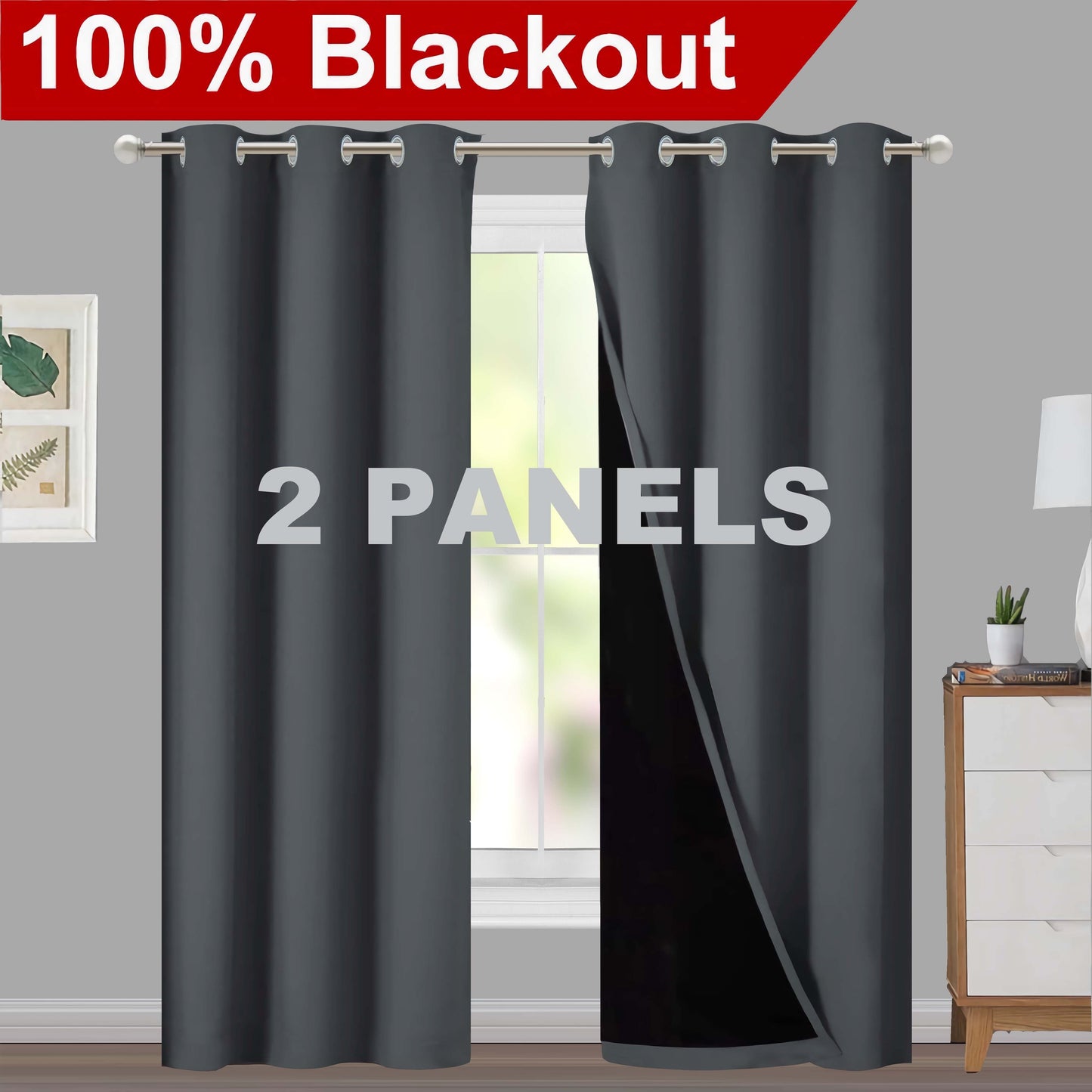 Klassische Blackout-Vorhänge mit Ösen – Thermisch isolierter, nicht bleichbarer Stoff für Wohnzimmer, Schlafzimmer, Küche, stilvolle Wohnkultur