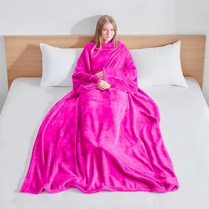 Frendorf | Decke – Warm und weich Fleecedecke mit Ärmeln für freie Bewegung