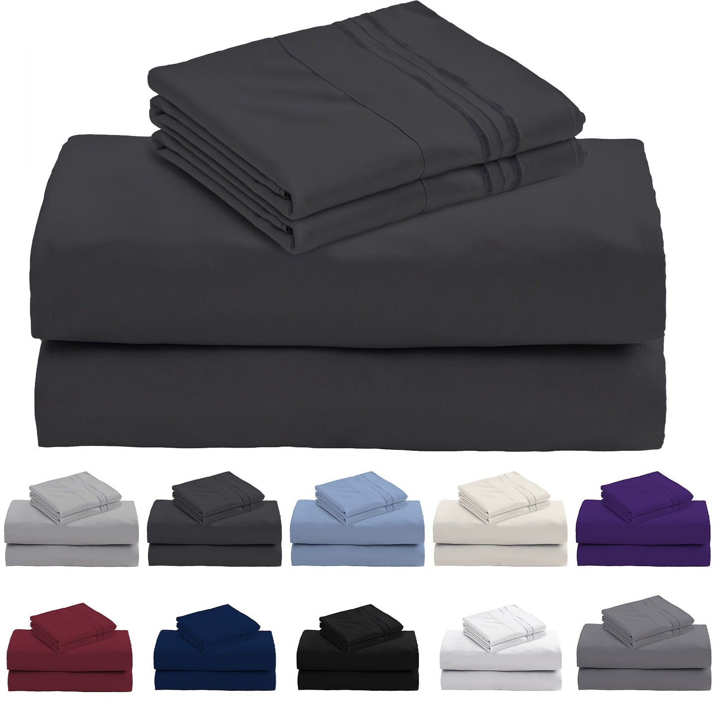 3/4-Teil 15" Tiefe Tasche Bettwäsche Set – Superweiche Mikrofaser-Bettlaken, kühlend und atmungsaktiv, luxuriöse Hotel-Spannbetttücher (enthält 1 Bettlaken, 1 Spannbettlaken und 1/2 Kissenbezüge)