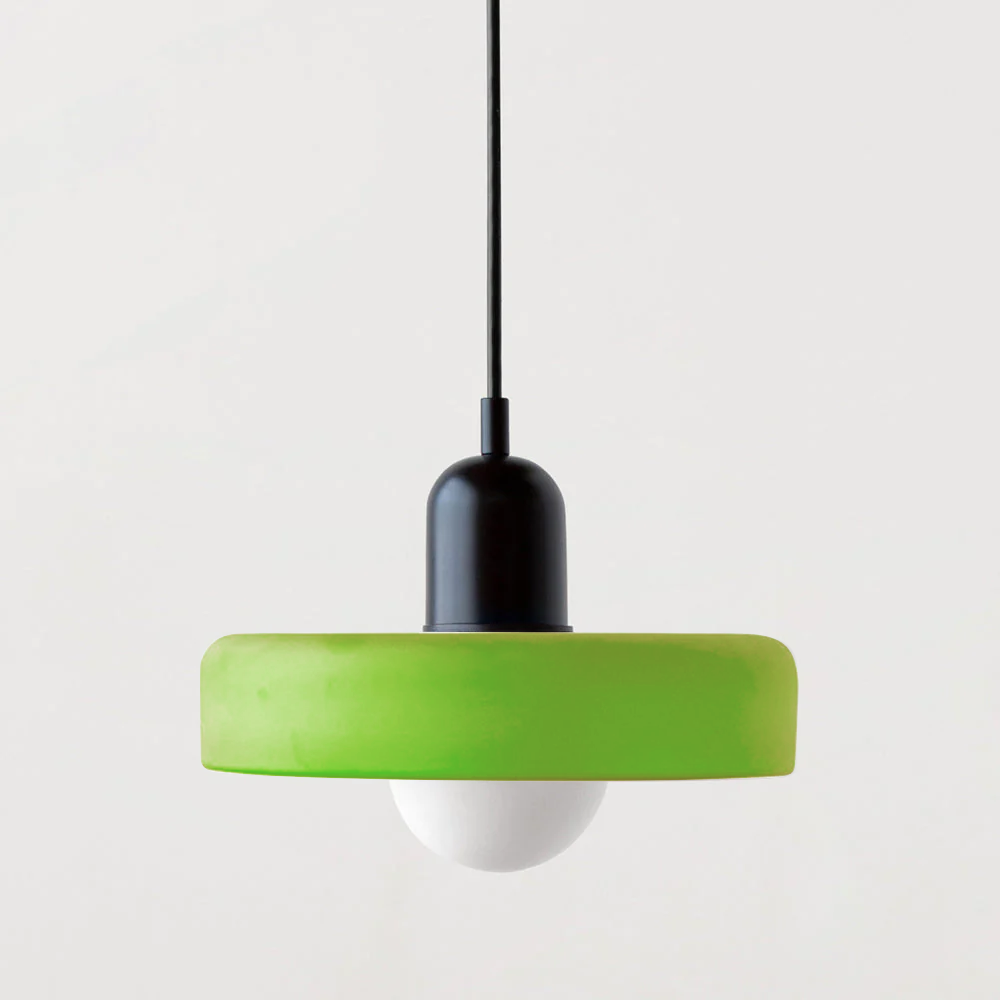 Frendorf |  Pendelleuchte aus farbigem Glas | Elegante Hängeleuchte im Bauhaus-Stil | Designlampe für Wohnzimmer & Esszimmer