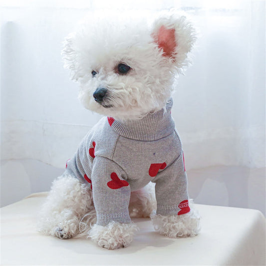 Gemütlicher und niedlicher Herzdruck-Hundepullover - Perfekt für kalte Tage