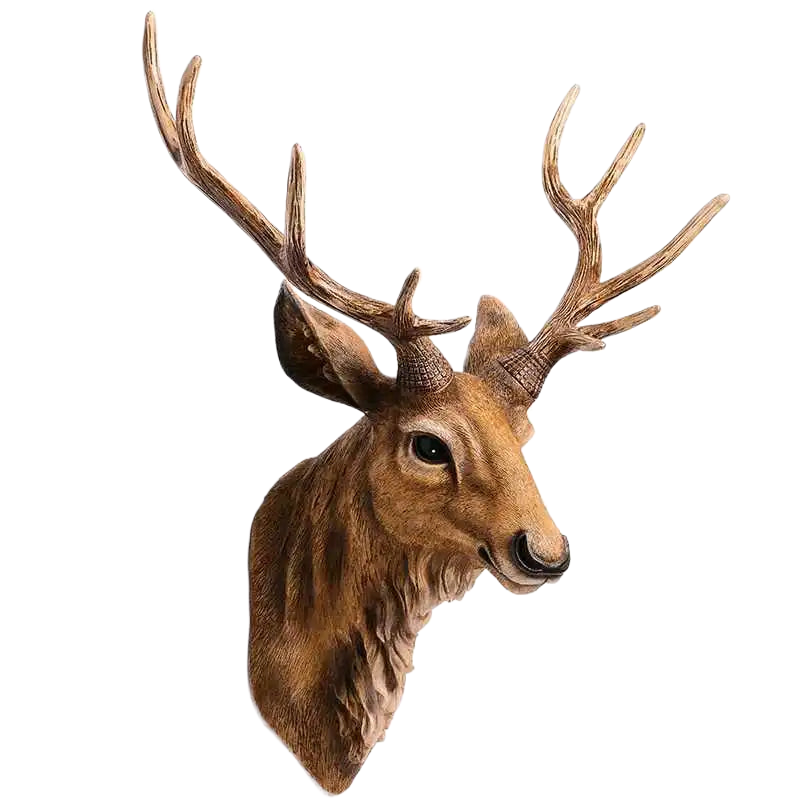Faux Hirschkopf, Faux-Taxidermie Tierkopf Wanddekoration Handgemachte Bauernhausdekoration Harz Heimdekorationszubehör Modern für die Wand