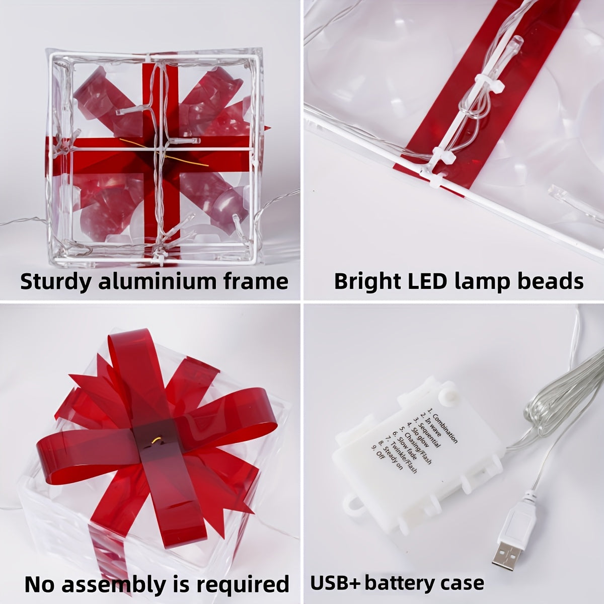 Frendorf | JollyGlow LED Geschenkboxen Set | Weihnachtsbeleuchtung | Deko für Innen & Außen | Set aus 3 Boxen