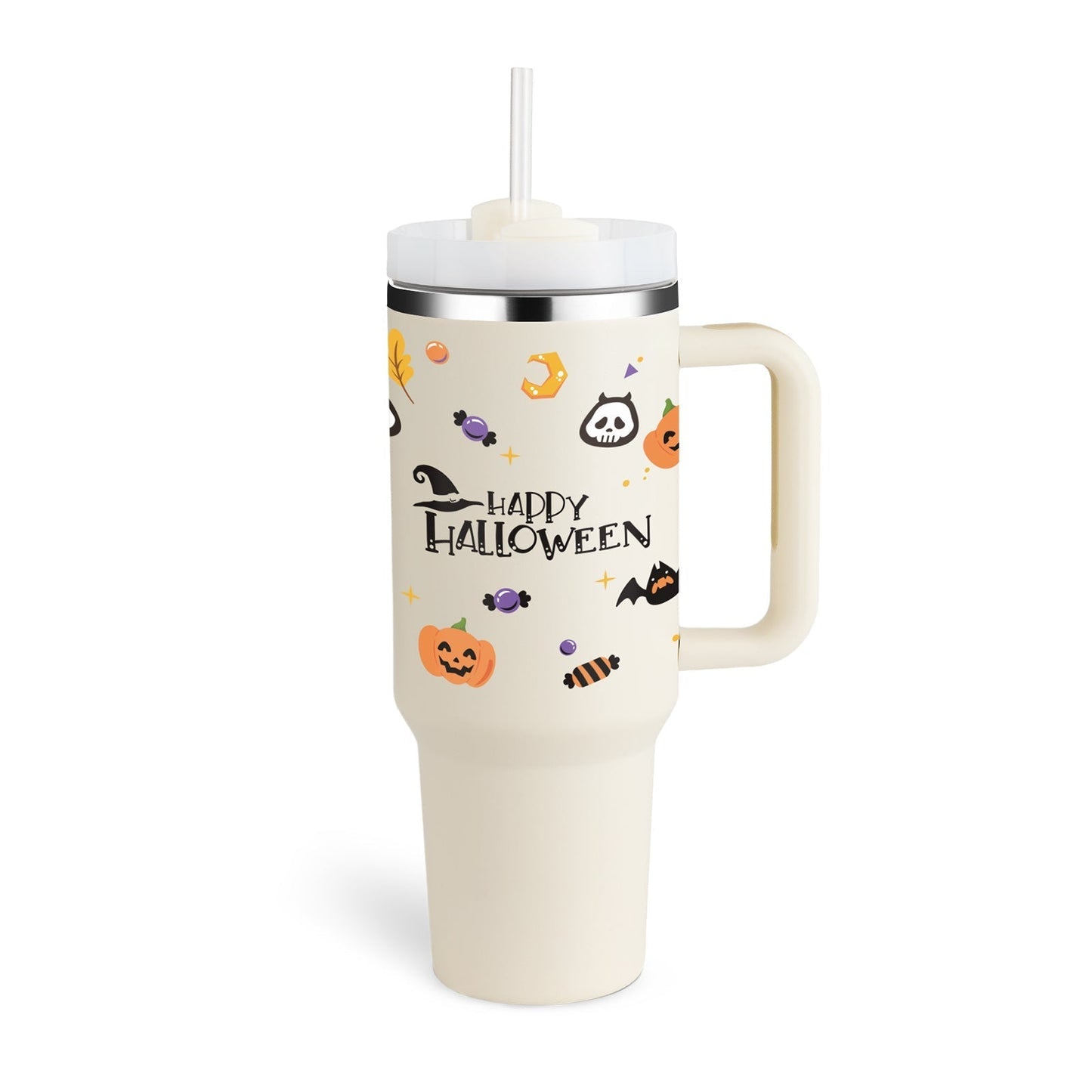 Isolierender Becher mit Griff und Strohhalm | 40 oz