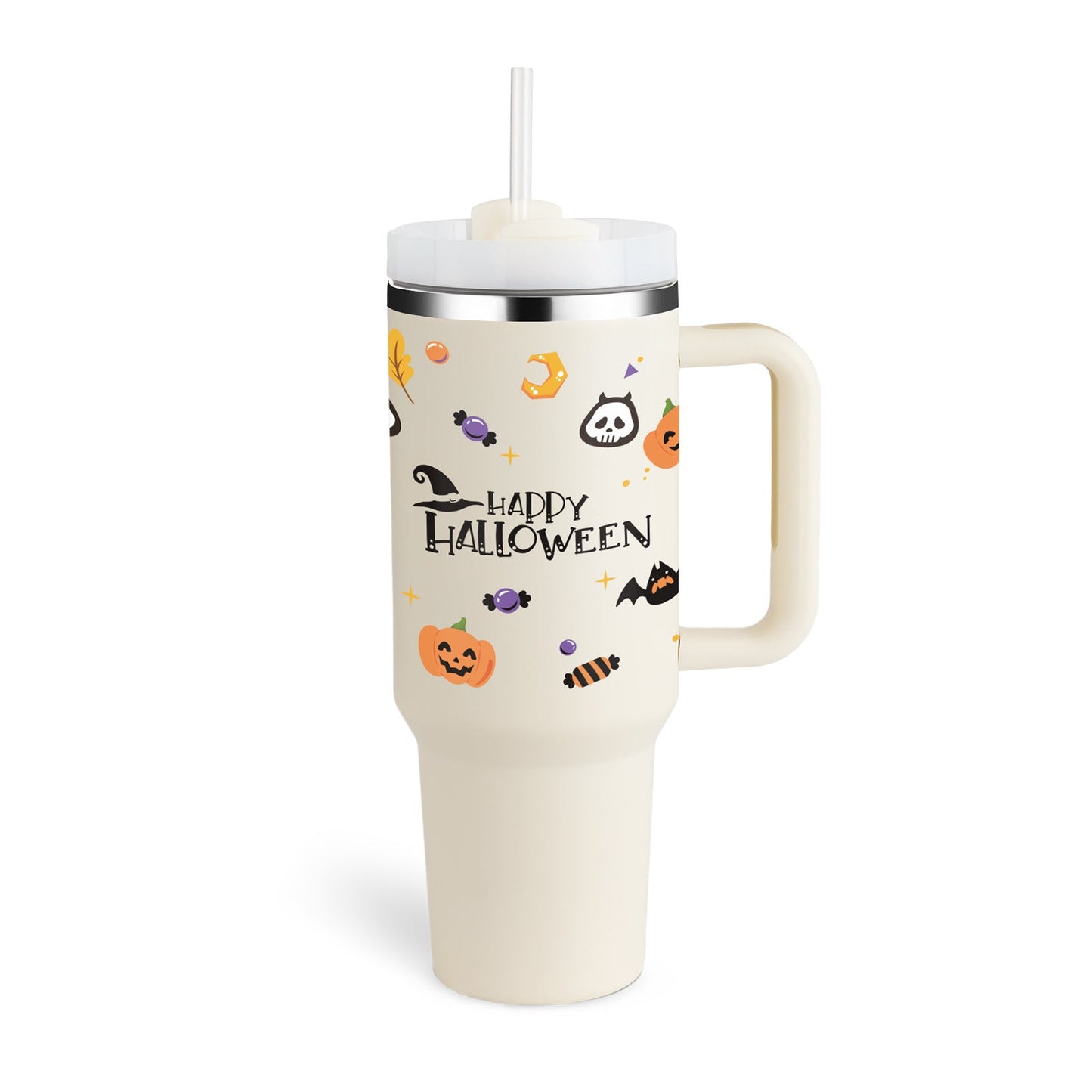 40 Oz Tumbler mit Griff Strohhalm isoliert