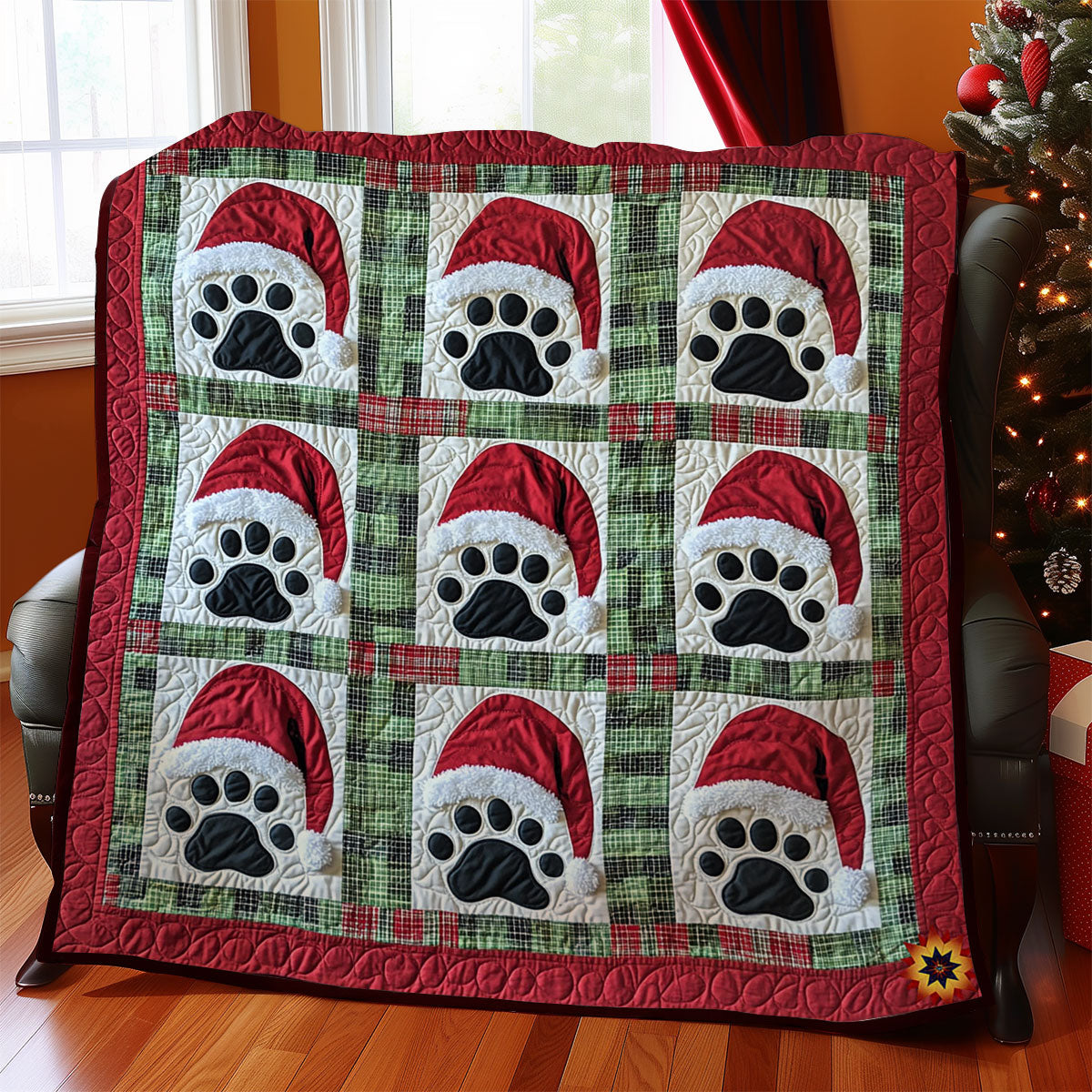 Santa Dog Paw Quilt