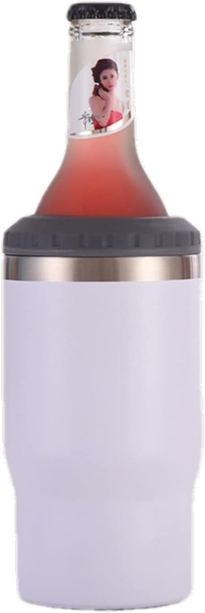 Frendorf | 4 in 1 Edelstahl Dose-/Flaschenisolator, 14Oz Zwei-Wege-Deckel SUS Isolierte Dose Kühler, Bierflaschenhalter (Schwarz)