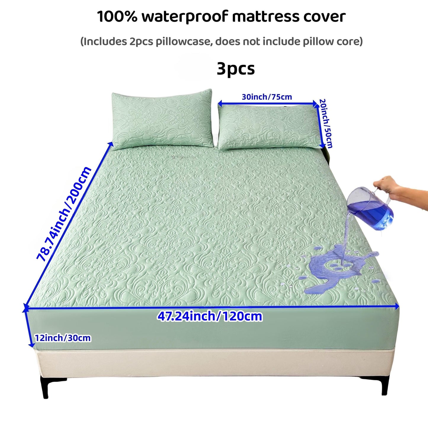 3-teiliger wasserdichter Matratzenschoner Set – Atmungsaktiv, Staubdicht, Rutschfest, Maschinenwaschbar, Spannbettlaken mit tiefem Pocket für alle Jahreszeiten