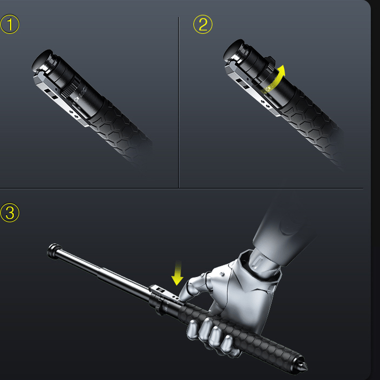 Frendorf | Automatischer Selbstverteidigungsstock | Leicht, rutschfester Griff & kompakt für Wandern und städtische Sicherheit