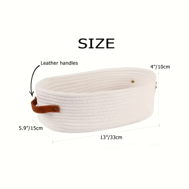 Frendorf | Bohemian Aufbewahrungskorb mit Ledergriffen – Perfekt für Badezimmer und Wohnzimmer